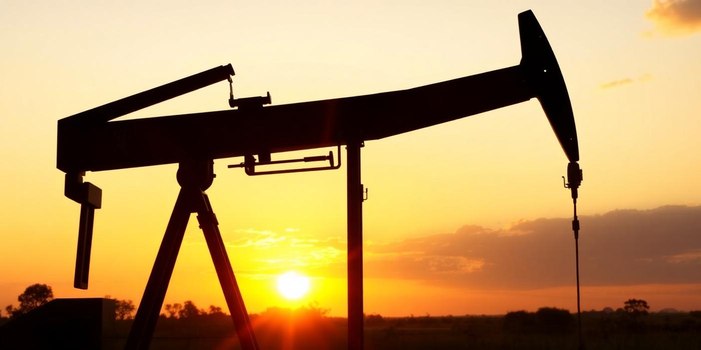 Bomba de petróleo ao pôr do sol